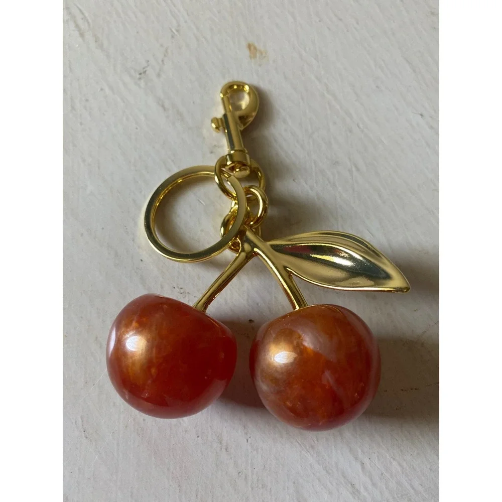 Cherry‎ Keychain Bag Charm Purse Charm Gold Tone Cute Fruit Car Accessories